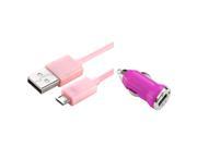 eForCity Pink DC Car Charger Adapter USB Cable For Cell phone