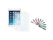 eForCity 3 pcs Set Clear Screen Protector Film with 10 Piece Stylus For Apple iPad Air 1 1st 2 2nd Generation