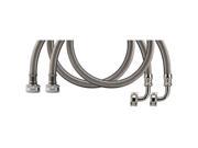 WMSL5 2 PACK Braided Stainless Steel Washing Machine Connectors with Elbow 5ft 2 pk