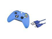 eForCity 3 Blue Micro USB Data Sync Charging 2in1 Cable Blue Controller Skin Case for xBox One