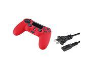 eForCity Black PC 2 Prong Power Cord Cable Red Controller Skin Case for Sony Playstation 4 PS4