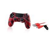 eForCity Camouflage Navy Red Silicone Skin Case USB Cable For Sony PS4 Controller