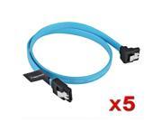 eForCity 5 Pack 1.5FT SATA 3.0 SATA3 SATAIII High Speed 6GB s Straight to Right Data Cable Right Angle Cord Blue
