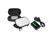eForCity Silver Eva Case with 1 Travel Wall Charger for Sony Playstation Vita