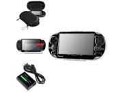eForCity Screen Protector Black EVA Case Cover Pouch Crystal Case Cover US AC Adapter Compatible With Sony PS Vita