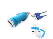 eForCity Samsung Galaxy S5 Charger Kit USB Travel Charger Car Charger Adapter 3FT Micro USB 2.0 Cable for Samsung Galaxy S5 SV Blue