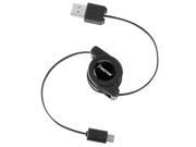 eForCity Retractable [2 in 1] Micro USB Cable For Samsung Galaxy S IV S4 I9500 I9505 Black