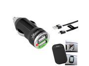eForCity Samsung Galaxy S5 Car Charger Kit 2 Port USB Car Charger Adapter 3FT USB Noodle Cable Magic Sticky Anti Slip Mat Black