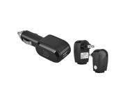 eForCity Black Universal USB Car Charger Black Universal USB Travel Charger Adapter