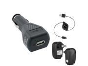 eForCity 3 in 1 Set USB Car Wall Charger Compatible with Samsung Galaxy S3 i9300 S 4 IV i9500 i8190 S2