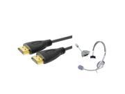 eForCity White Headset Black High Speed HDMI Cable M M Bundle Compatible With Microsoft Xbox 360 Xbox 360 Slim