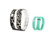 eForCity 2-Pack Replacement Wristband Bracelet for Wireless Activity Tracker Fitbit Flex w/ Double Clasp Brown Leopard / Mint Green , Size L