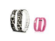eForCity 2-Pack Replacement Wristband Bracelet for Wireless Activity Tracker Fitbit Flex w/ Double Clasp Brown Leopard / Pink , Size L