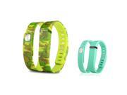 eForCity 2-Pack Replacement Wristband Bracelet for Wireless Activity Tracker Fitbit Flex w/ Double Clasp Camo / Mint Green , Size L
