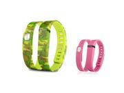 eForCity 2-Pack Replacement Wristband Bracelet for Wireless Activity Tracker Fitbit Flex w/ Double Clasp Camo / Pink , Size L