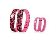 eForCity 2-Pack Replacement Wristband Bracelet for Wireless Activity Tracker Fitbit Flex w/ Double Clasp Pink Leopard / Pink , Size L