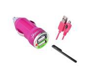 eForCity Mini Pink Car Charger USB Cable Black Stylus Compatible With Samsung© Galaxy Note 2 N7100 S4 i9500 S3 I9300