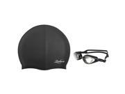 eForCity Adult Adjustable Eye Protect Non Fogging Anti UV Swimming Goggle Silicone Elastic Swimming Hat Swim Cap Black