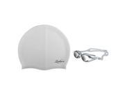 eForCity Adult Adjustable Eye Protect Non Fogging Anti UV Swimming Goggle Silicone Elastic Swimming Hat Swim Cap Sliver