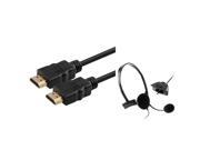 eForCity Black Stereo Headphone Earphone 6 Ft GOLD HDMI cable Compatible With XBOX 360 Slim HDTV HD