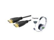 eForCity Headset w Mic Black High Speed HDMI Cable M M Bundle Compatible With Microsoft Xbox 360 Xbox 360 Slim