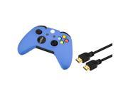 eForCity Blue Controller silicone Case with FREE 3FT Black High Speed HDMI Cable M M Compatible with Xbox One