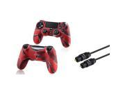eForCity 6FT Digital Audio Optical Cable Toslink Cord Camouflage Navy Red Case Cover for Sony PS4 Playstation 4