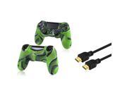 eForCity Camouflage Navy Green Silicone Skin Case with FREE 3FT 1M Black High Speed HDMI Cable M M Compatible with Sony PlayStation 4 PS4 Controller