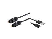 eForCity 6FT 1M Black Molded M M Digital Optical Audio TosLink Cable with FREE 6FT Micro USB 2 in 1 Cable Compatible with Xbox One