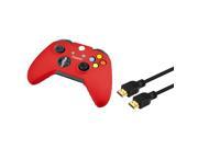 eForCity Red Controller silicone Case with FREE 3FT Black High Speed HDMI Cable M M Compatible with Xbox One