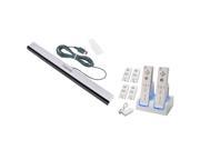 eForCity Wired Sensor Bar Dual Remote Control Battery w Spare Battery Charging Station w 4 Pack Battery for Nintendo Wii