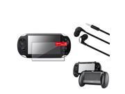 eForCity Black Hand Grip Clear Film Protector Black Silver Headset For Sony PS Vita PSV