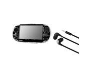 Crystal Clear Transparent Hard Case with Black 3.5mm universal In ear Headset earphone for Sony Playstation PS vita