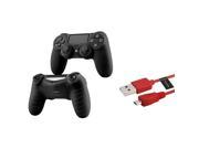 eForCity Red 3FT Micro USB Charger Cable Black Controller Case Cover Compatible With Sony PS4 controller