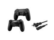 eForCity Black Silicone Controller Case with FREE US 2 Prong Power Charger Cable Compatible with Sony PlayStation PS4