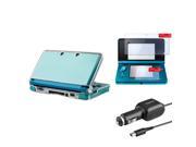 For Nintendo 3DS Bundle Clear Crystal Hard Case Car Charger Screen Protector Film