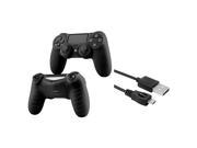 eForCity Black Silicone Skin PS4 Controller Case with FREE 6FT Black Micro USB 2 in 1 Cable Compatible with Sony PlayStation 4
