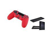 eForCity Red Silicone Skin Case with FREE Black Vertical Console Stand Compatible with Sony PlayStation 4 PS4