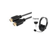 eForCity Black Game Headphone Headset W Microphone 25 1080p HDMI Cable For Microsoft xbox 360