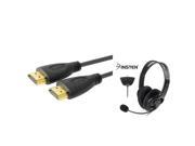 eForCity Black Game Live Headset Headphone 6Ft 1.8m 1.3 HDMI Cable 1080P For Microsoft xbox 360