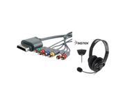eForCity Premium Component Audio Video AV Cable Black Headset w Mic Compatible With Xbox 360