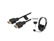 eForCity Black Game Live Headset w Microphone 6Ft 1.8m HDMI Cable M M 1080P Compatible With Xbox 360