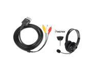eForCity Black AV Cable Black Headset with Microphone Compatible With Microsoft Xbox 360
