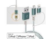 eForCity 2 in 1 Lightning MFI and Micro USB Cable 3FT Gray Silver