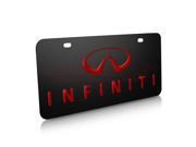 Infiniti Logo in Red Matte Black Metal License Plate