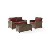 Crosley Furniture Bradenton 3 Piece Outdoor Wicker Seating 