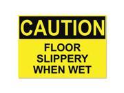 OSHA Safety Signs CAUTION SLIPPERY WHEN WET Yellow Black 10 x 14