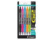 Pilot Corporation 31382 G2 Fashion Premium Retractable Gel Ink Pen Assorted Ink Barrels 0.7mm 5 Set