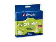 Verbatim 95157 CD Rewritable Media CD RW 12x 700 MB 5 Pack Slim Case