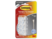 Command Cord Clip Flat w Adhesive Clear 4 Pack
